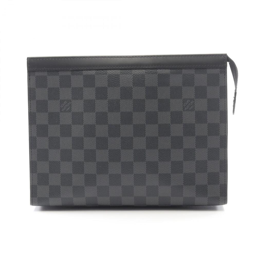 Louis Vuitton Pochette Voyage Shoulder Bag Clutch Canvas Leather Damier Graphite